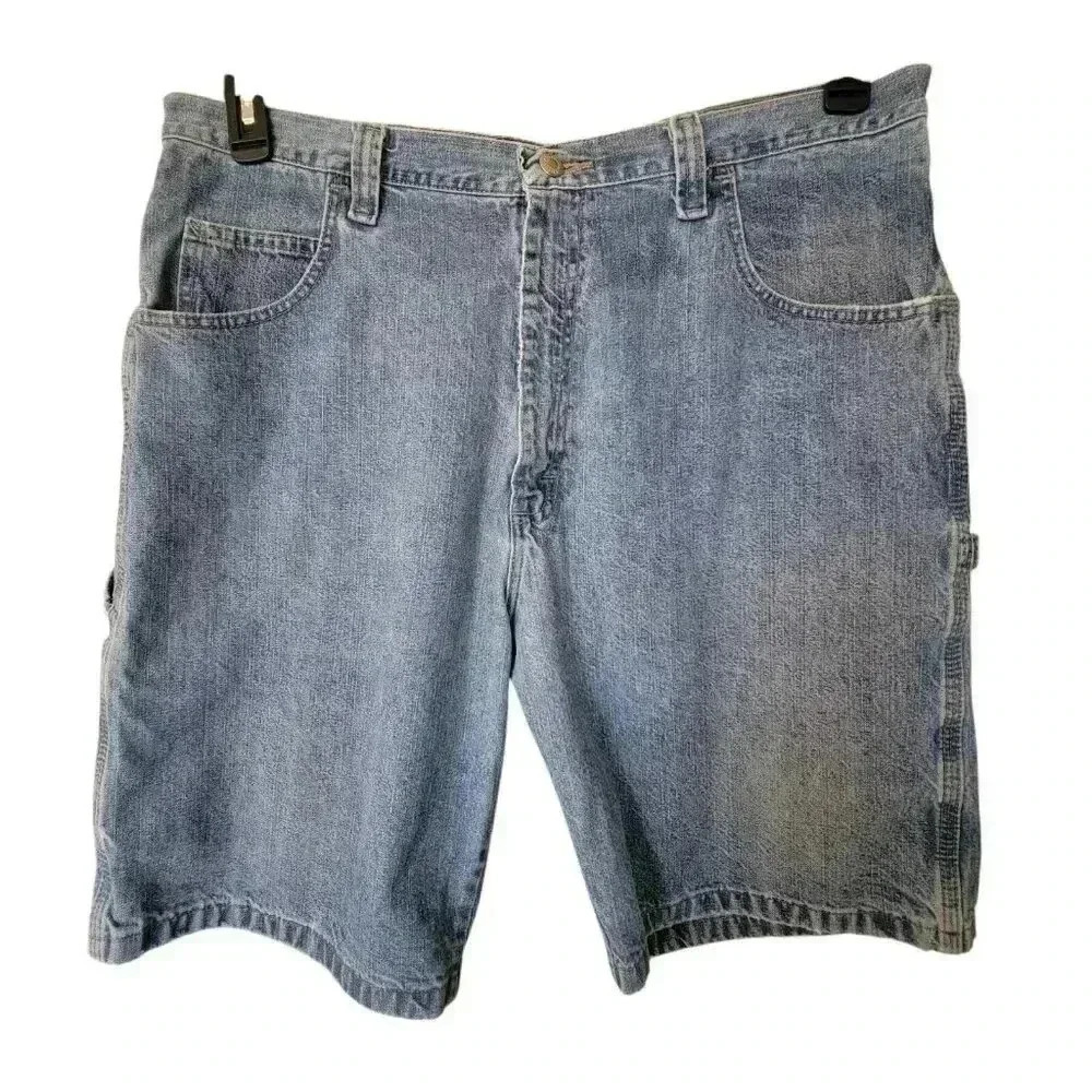 Wrangler Shorts Men's Size 38 Blue Denim Jean Carpenter Vintage Relaxed Fit